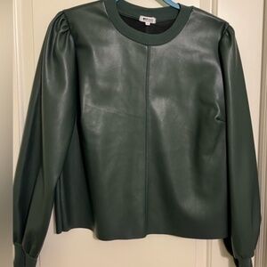 Evereve green faux leather top